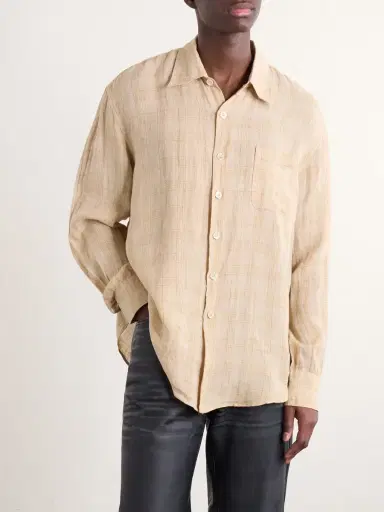 Our Legacy Above Checked Linen-Gauze Shirt - Men | Thumbnail 3