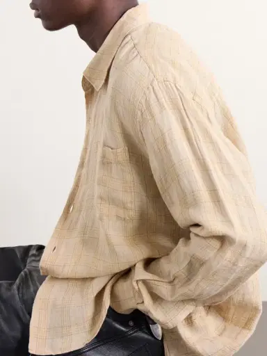 Our Legacy Above Checked Linen-Gauze Shirt - Men | Thumbnail 5