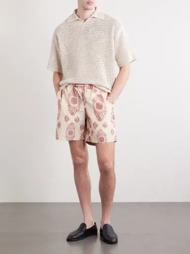 A Kind Of Guise Volta Straight-Leg Cotton-Blend Jacquard Drawstring Shorts - Men | Thumbnail 2 A Kind Of Guise Volta Straight-Leg Cotton-Blend Jacquard Drawstring Shorts - Men | Thumbnail 2