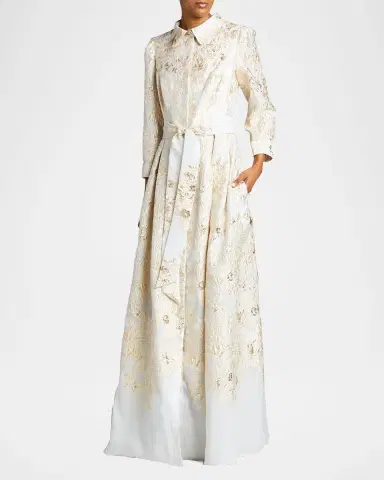 Rickie Freeman for Teri Jon Metallic Brocade Shirtdress Gown | Thumbnail 2 Rickie Freeman for Teri Jon Metallic Brocade Shirtdress Gown | Thumbnail 2