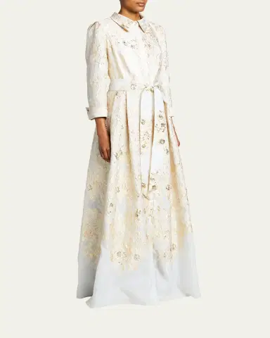 Rickie Freeman for Teri Jon Metallic Brocade Shirtdress Gown | Thumbnail 7 Rickie Freeman for Teri Jon Metallic Brocade Shirtdress Gown | Thumbnail 7