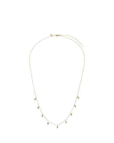 Sydney Evan Yellow Gold Emerald Marquise Evil Eye Fringe Necklace | Thumbnail 1
