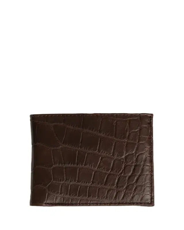 Men's Matte Alligator Leather Bifold Wallet w/ ID Window