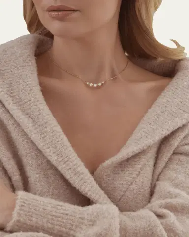 Sara Weinstock 18K Yellow Gold Dujour Graduated Diamond Cluster Station Necklace | Thumbnail 2