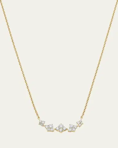 Sara Weinstock 18K Yellow Gold Dujour Graduated Diamond Cluster Station Necklace | Thumbnail 1