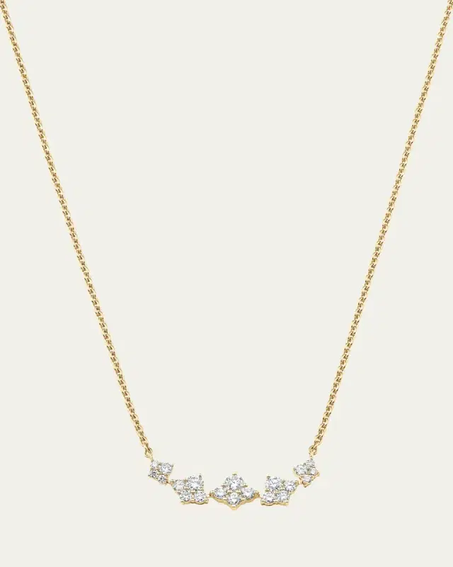 Sara Weinstock 18K Yellow Gold Dujour Graduated Diamond Cluster Station Necklace