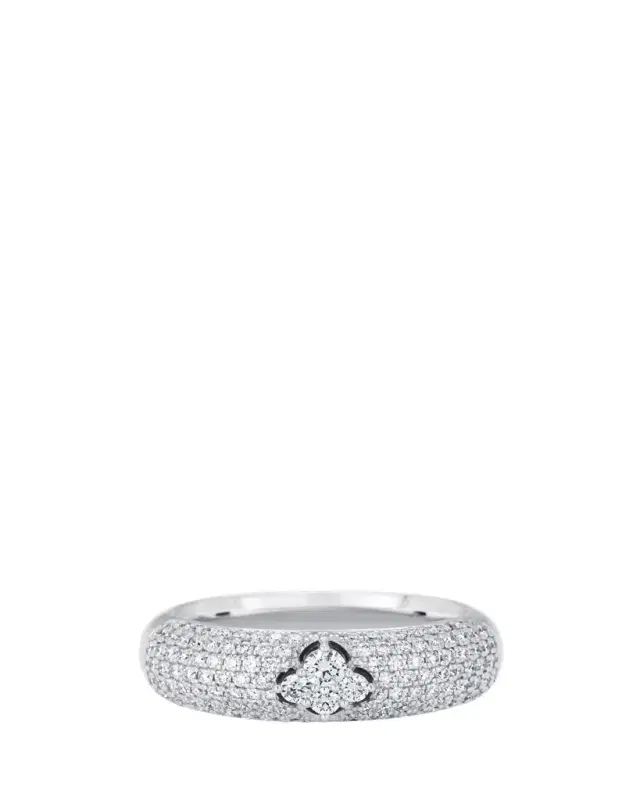 Dujour Pave Diamond and Four-Cluster White Gold Ring
