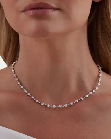 Sara Weinstock 18K White Gold Dujour Diamond Four-Cluster Tennis Choker Necklace | Thumbnail 3