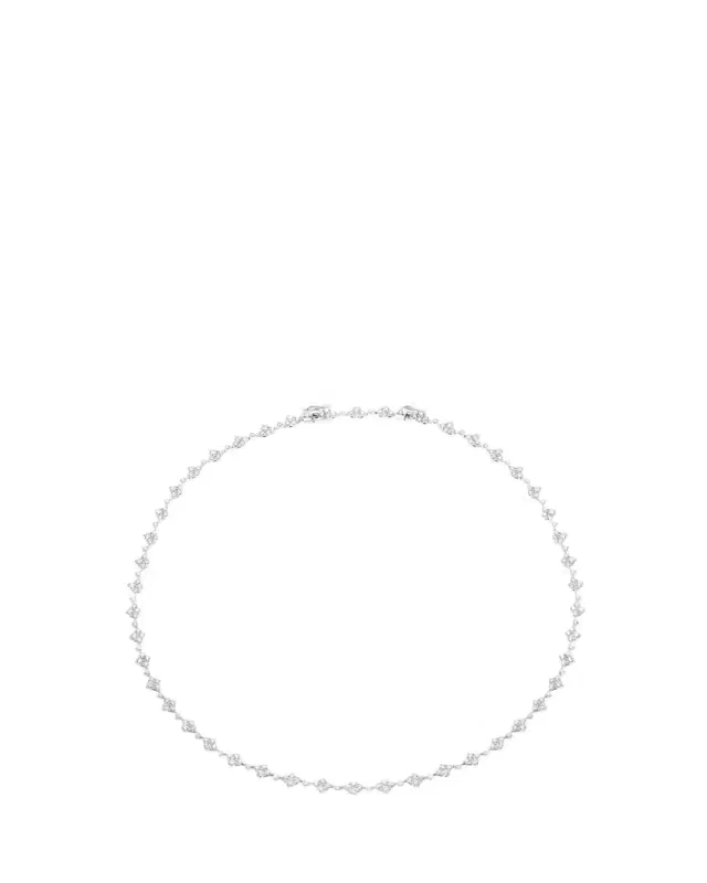 18K White Gold Dujour Diamond Four-Cluster Tennis Choker Necklace