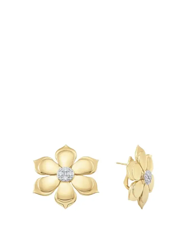 Sara Weinstock 18K Two-Tone Gold Lierre Diamond Flower Stud Earrings
