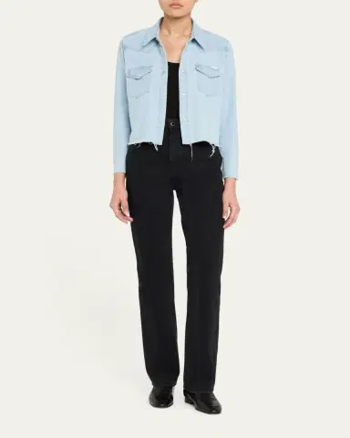 MOTHER The Super Ex Crop Step Fray Shirt | Thumbnail 2 MOTHER The Super Ex Crop Step Fray Shirt | Thumbnail 2