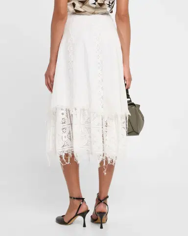 Loewe Lace-Inset Layered Midi Skirt | Thumbnail 2