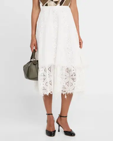 Loewe Lace-Inset Layered Midi Skirt | Thumbnail 3