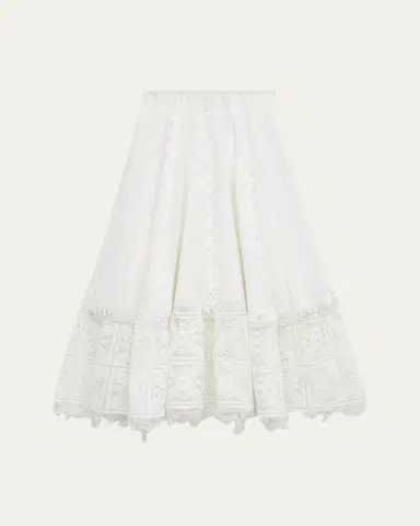 Loewe Lace-Inset Layered Midi Skirt | Thumbnail 5
