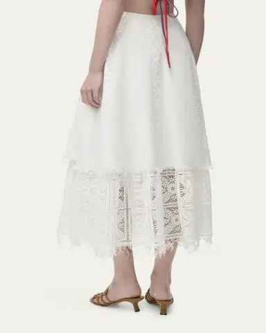 Loewe Lace-Inset Layered Midi Skirt | Thumbnail 7