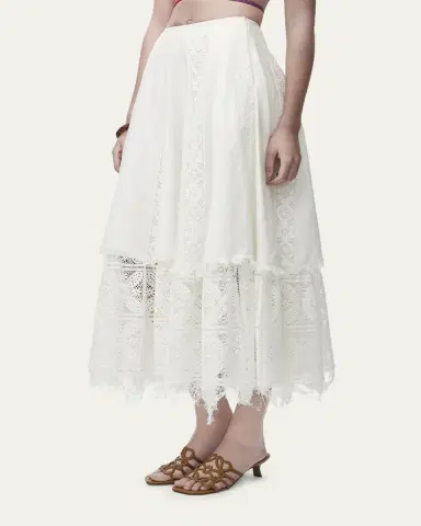 Loewe Lace-Inset Layered Midi Skirt | Thumbnail 9