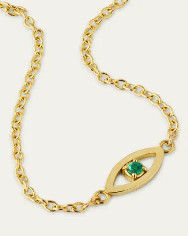 Jennifer Meyer Mini Open Evil Eye Bracelet with Emerald | Thumbnail 3 Jennifer Meyer Mini Open Evil Eye Bracelet with Emerald | Thumbnail 3