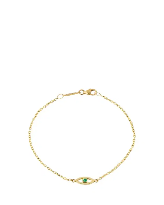 Jennifer Meyer Mini Open Evil Eye Bracelet with Emerald