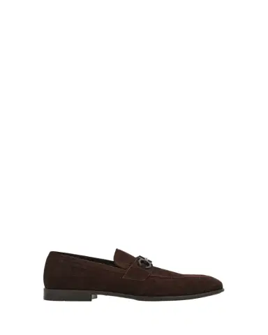 Ferragamo Men's Foster Textured Suede Gancini Bit Loafers | Thumbnail 1 Ferragamo Men's Foster Textured Suede Gancini Bit Loafers | Thumbnail 1