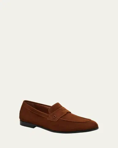 Ferragamo Men's Tiberio Soft Suede Penny Loafers | Thumbnail 2 Ferragamo Men's Tiberio Soft Suede Penny Loafers | Thumbnail 2