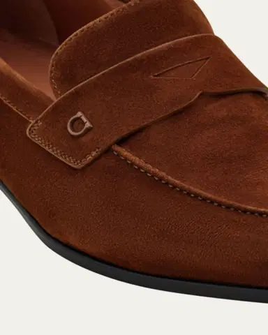 Ferragamo Men's Tiberio Soft Suede Penny Loafers | Thumbnail 3 Ferragamo Men's Tiberio Soft Suede Penny Loafers | Thumbnail 3