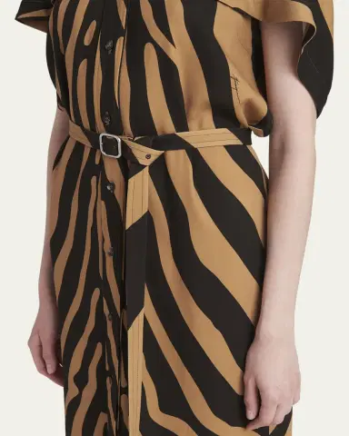 Ferragamo Zebra Silk-Blend Belted Midi Utility Shirtdress | Thumbnail 5 Ferragamo Zebra Silk-Blend Belted Midi Utility Shirtdress | Thumbnail 5