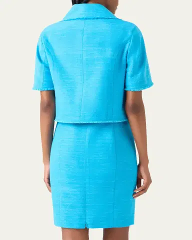 Akris punto Short-Sleeve Fringed Indian Silk Jacket | Thumbnail 3 Akris punto Short-Sleeve Fringed Indian Silk Jacket | Thumbnail 3