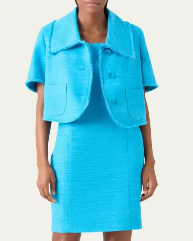 Akris punto Short-Sleeve Fringed Indian Silk Jacket | Thumbnail 4 Akris punto Short-Sleeve Fringed Indian Silk Jacket | Thumbnail 4