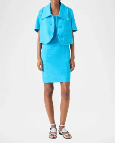 Akris punto Short-Sleeve Fringed Indian Silk Jacket | Thumbnail 6 Akris punto Short-Sleeve Fringed Indian Silk Jacket | Thumbnail 6
