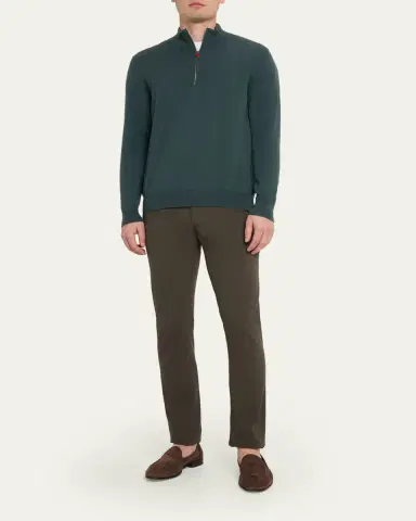 Kiton Men's 12gg Cashmere Mock Neck Quarter-Zip Sweater | Thumbnail 2 Kiton Men's 12gg Cashmere Mock Neck Quarter-Zip Sweater | Thumbnail 2