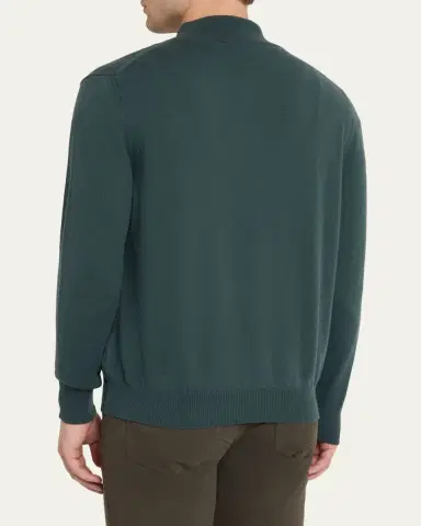 Kiton Men's 12gg Cashmere Mock Neck Quarter-Zip Sweater | Thumbnail 3 Kiton Men's 12gg Cashmere Mock Neck Quarter-Zip Sweater | Thumbnail 3