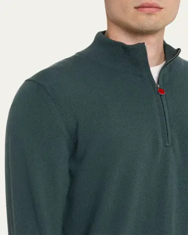 Kiton Men's 12gg Cashmere Mock Neck Quarter-Zip Sweater | Thumbnail 5 Kiton Men's 12gg Cashmere Mock Neck Quarter-Zip Sweater | Thumbnail 5