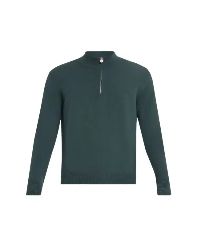 Kiton Men's 12gg Cashmere Mock Neck Quarter-Zip weater