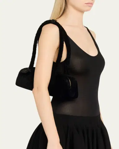 Alaïa Le Teckel Shaved Shearling Medium Shoulder Bag | Thumbnail 2