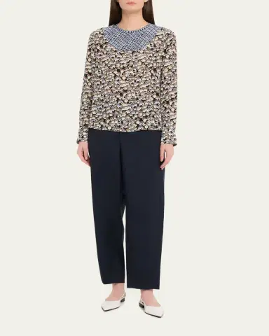 Marni Anemone Floral Silk Crepe De Chine Long-Sleeve Blouse | Thumbnail 2 Marni Anemone Floral Silk Crepe De Chine Long-Sleeve Blouse | Thumbnail 2