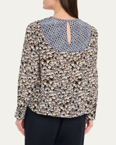 Marni Anemone Floral Silk Crepe De Chine Long-Sleeve Blouse | Thumbnail 3 Marni Anemone Floral Silk Crepe De Chine Long-Sleeve Blouse | Thumbnail 3