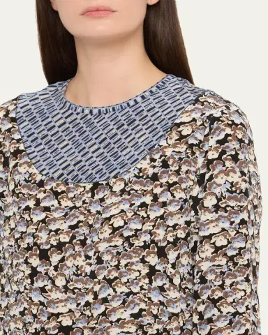 Marni Anemone Floral Silk Crepe De Chine Long-Sleeve Blouse | Thumbnail 5 Marni Anemone Floral Silk Crepe De Chine Long-Sleeve Blouse | Thumbnail 5