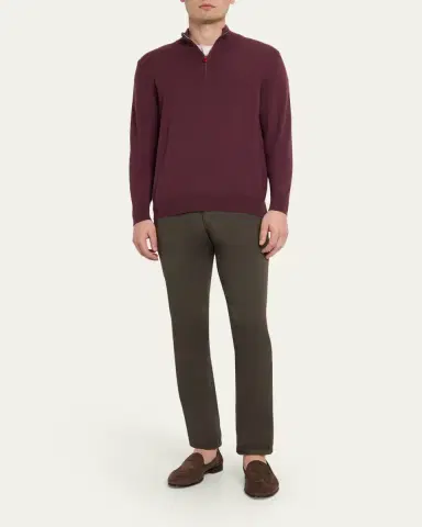 Kiton Men's 12gg Cashmere Mock Neck Quarter-Zip Sweater | Thumbnail 2 Kiton Men's 12gg Cashmere Mock Neck Quarter-Zip Sweater | Thumbnail 2