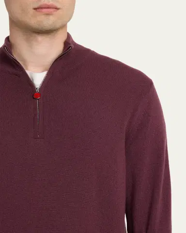 Kiton Men's 12gg Cashmere Mock Neck Quarter-Zip Sweater | Thumbnail 5 Kiton Men's 12gg Cashmere Mock Neck Quarter-Zip Sweater | Thumbnail 5