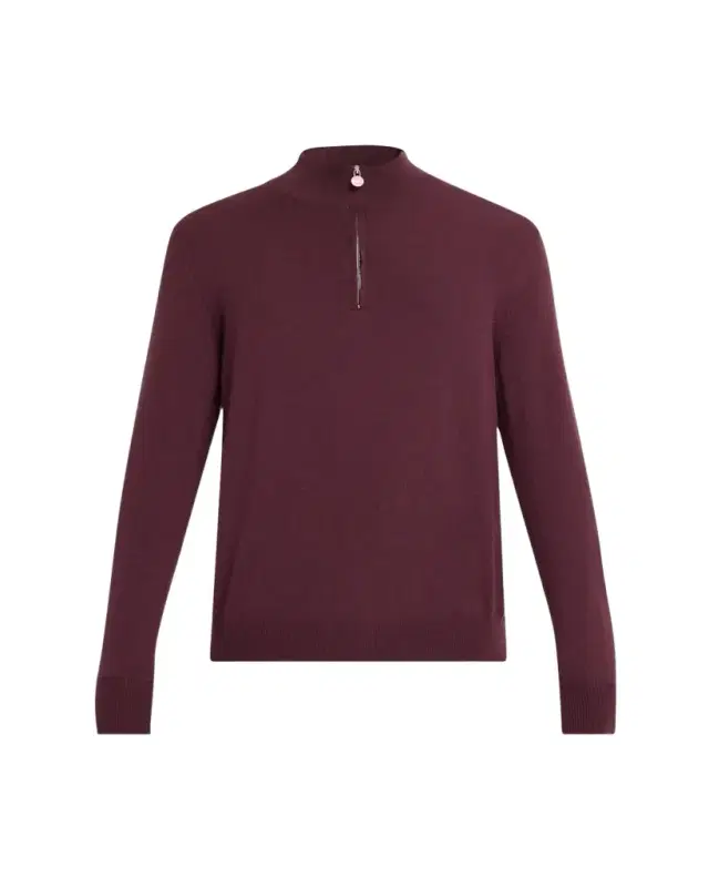 Kiton Men's 12gg Cashmere Mock Neck Quarter-Zip Sweater
