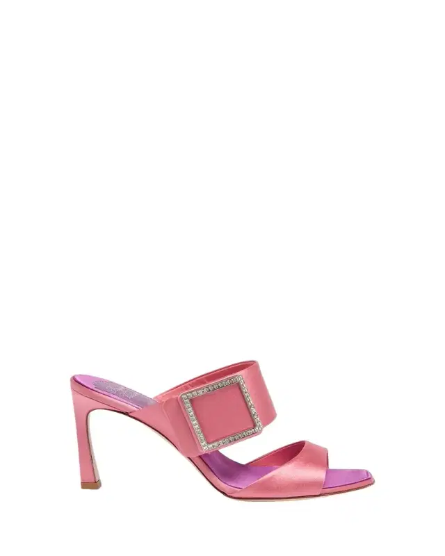 85mm Trompette Strass Satin Mules