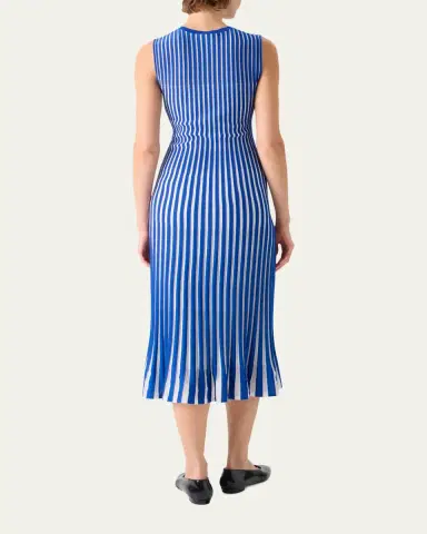 Akris Striped Plisse Silk Knit Midi Dress | Thumbnail 3 Akris Striped Plisse Silk Knit Midi Dress | Thumbnail 3