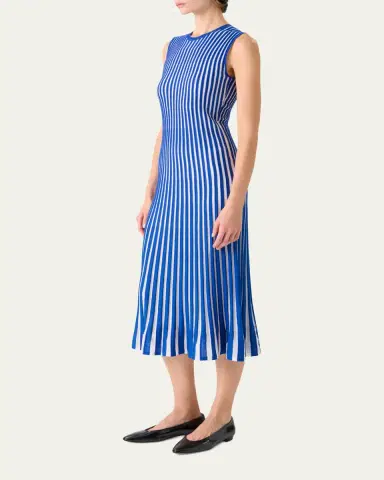 Akris Striped Plisse Silk Knit Midi Dress | Thumbnail 4 Akris Striped Plisse Silk Knit Midi Dress | Thumbnail 4