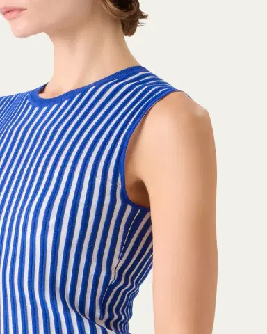 Akris Striped Plisse Silk Knit Midi Dress | Thumbnail 5 Akris Striped Plisse Silk Knit Midi Dress | Thumbnail 5