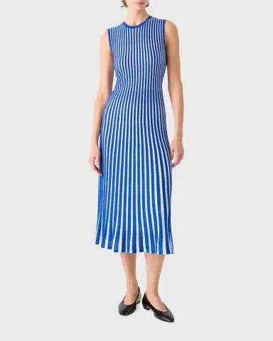 Akris Striped Plisse Silk Knit Midi Dress | Thumbnail 6 Akris Striped Plisse Silk Knit Midi Dress | Thumbnail 6