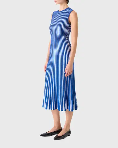 Akris Striped Plisse Silk Knit Midi Dress | Thumbnail 8 Akris Striped Plisse Silk Knit Midi Dress | Thumbnail 8
