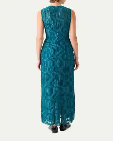 Akris Sleeveless Techno Wave Guipure Side-Slits Gown | Thumbnail 3 Akris Sleeveless Techno Wave Guipure Side-Slits Gown | Thumbnail 3