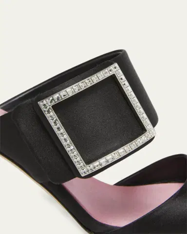 Roger Vivier 85mm Trompette Strass Satin Mules | Thumbnail 3