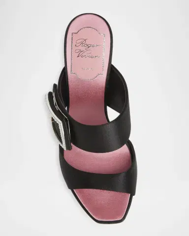 Roger Vivier 85mm Trompette Strass Satin Mules | Thumbnail 6