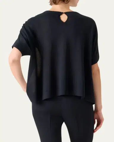 Akris Silk-Front Short-Sleeve Sweater | Thumbnail 3 Akris Silk-Front Short-Sleeve Sweater | Thumbnail 3